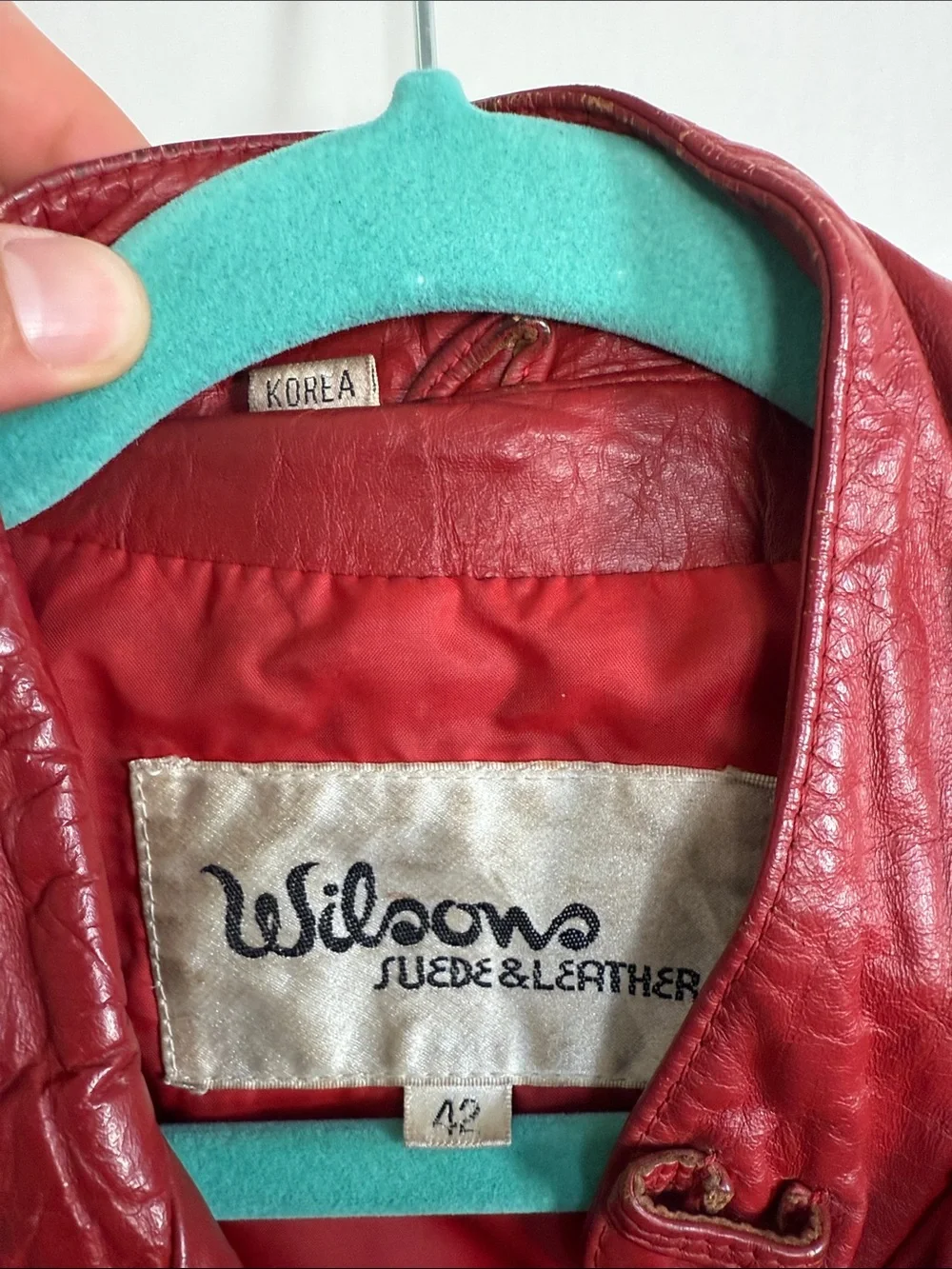 Vintage Wilsons Red Leather Moto Biker Jacket Size 42